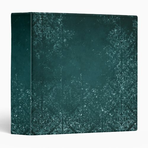 Glimmery Teal Grunge  Rich Dark Green Glam Damask 3 Ring Binder