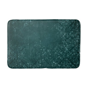 Glimmery Teal Grunge Rich Dark Green Glam Damask Bath Mat