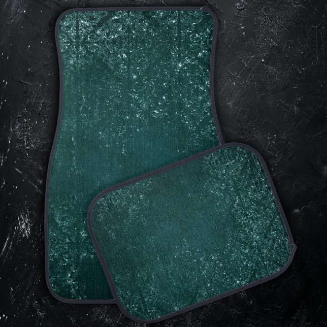 Glimmery Teal Grunge | Rich Dark Green Glam Damask Car Floor Mat (Creator Uploaded)