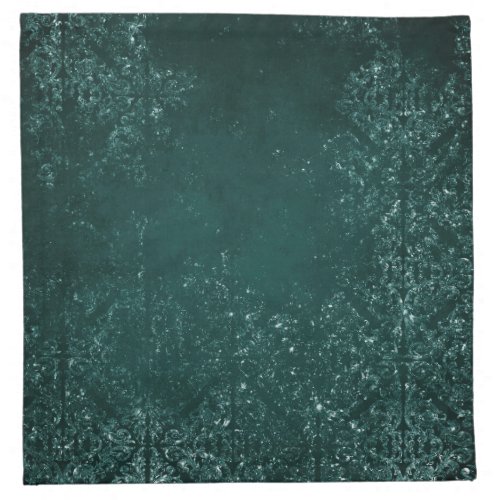 Glimmery Teal Grunge  Rich Dark Green Glam Damask Cloth Napkin