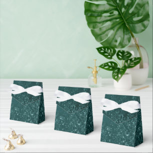 Glimmery Teal Grunge   Rich Dark Green Glam Damask Favor Boxes