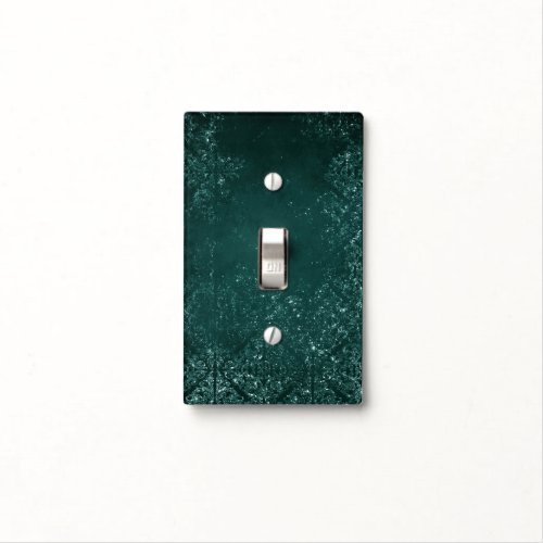 Glimmery Teal Grunge  Rich Dark Green Glam Damask Light Switch Cover