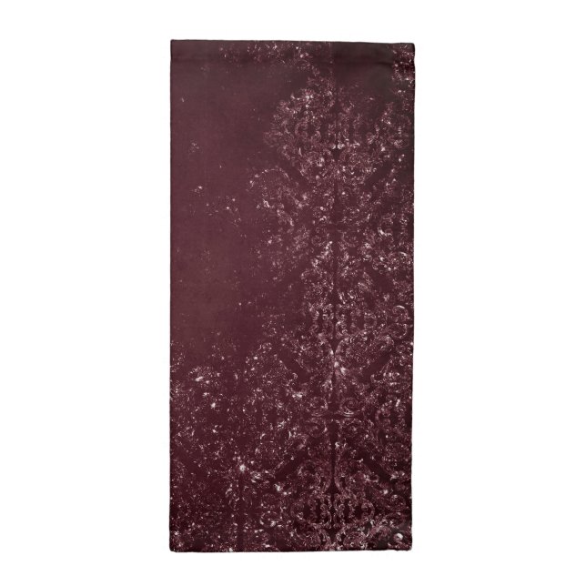 Glimmery Wine Grunge | Sangria Bordeaux Damask Cloth Napkin (Half Fold)