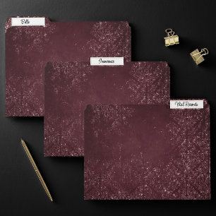 Glimmery Wine Grunge   Sangria Bordeaux Damask File Folder