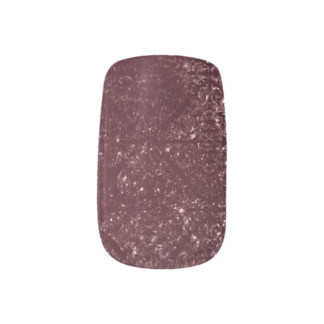 Glimmery Wine Grunge | Sangria Bordeaux Damask Minx Nail Art (Right Thumb)