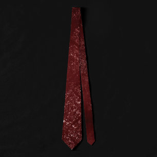 Glimmery Wine Grunge Sangria Bordeaux Damask Neck Tie