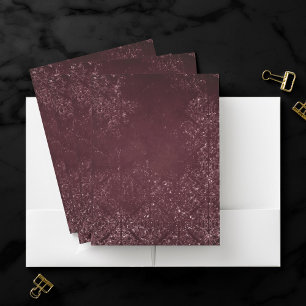 Glimmery Wine Grunge Sangria Bordeaux Damask Pocket Folder