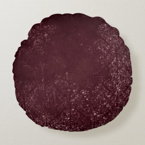 Glimmery Wine Grunge  Sangria Bordeaux Damask Round Pillow