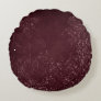 Glimmery Wine Grunge | Sangria Bordeaux Damask Round Pillow