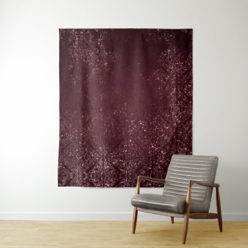 Glimmery Wine Grunge  Sangria Bordeaux Damask Tapestry