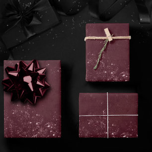 Glimmery Wine Grunge Sangria Bordeaux Damask Wrapping Paper Sheets