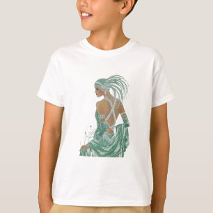 Glimpse of Elegance: Green Backless Dress Design T-Shirt