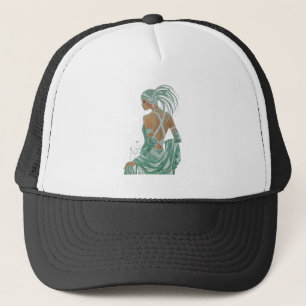 Glimpse of Elegance: Green Backless Dress Design Trucker Hat