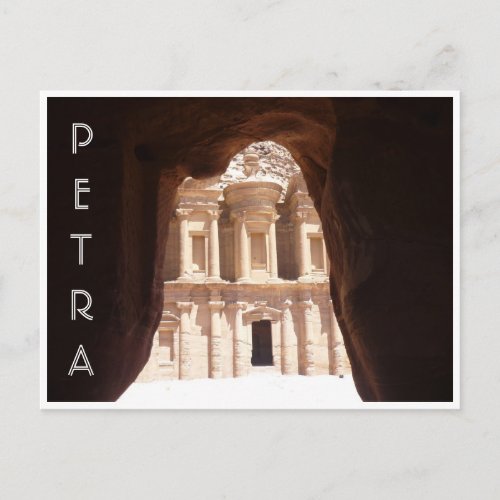 glimpsed monastery petra postcard