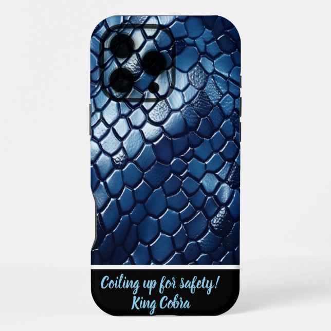 Glinting blue snakeskin patterns iphone case (Back)