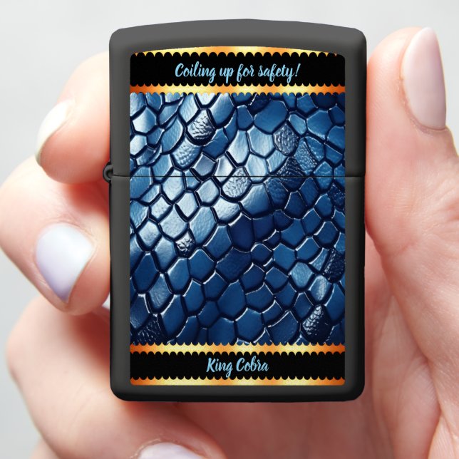 Glinting blue snakeskin patterns zippo lighter (In Hand)