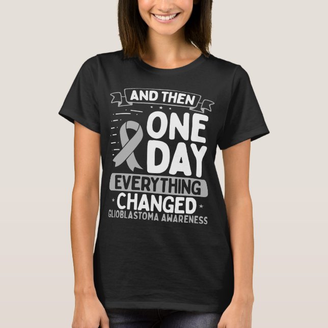 Glioblastoma Awareness  Warrior Brain Tumor Ribbon T-Shirt (Front)