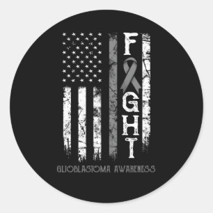 Glioblastoma Warrior Us Flag Classic Round Sticker