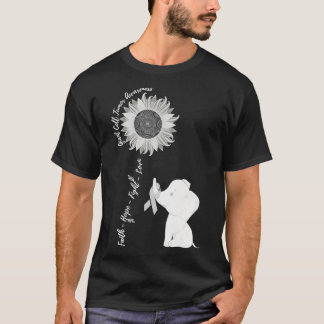 Glioma Awareness Brain Cancer Related Sunflower Ri T-Shirt