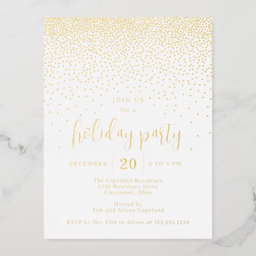 Glistening Dots Foil Holiday Invitation Postcard