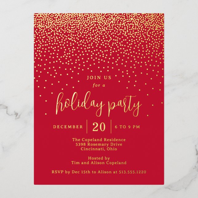 Glistening Dots Foil Holiday Invitation Postcard (Front)