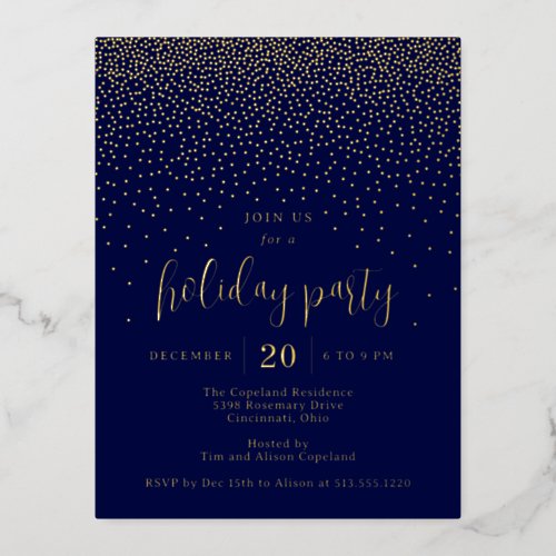 Glistening Dots Foil Holiday Invitation Postcard