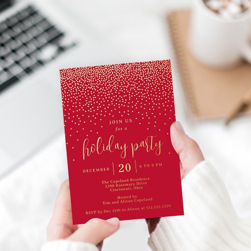 Glistening Dots Foil Holiday Party Invitation