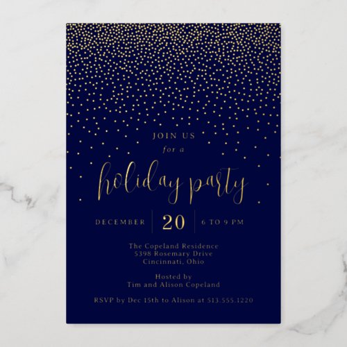 Glistening Dots Foil Holiday Party Invitation