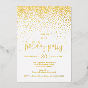 Glistening Dots Foil Holiday Party Invitation