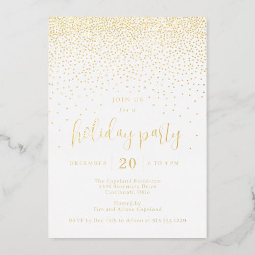 Glistening Dots Foil Holiday Party Invitation