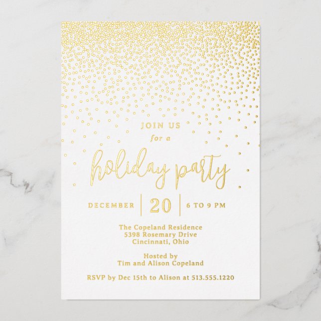 Glistening Dots Foil Holiday Party Invitation (Front)