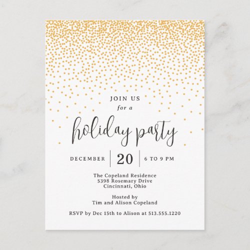 Glistening Dots Holiday Party Invitation Postcard