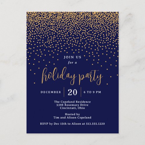 Glistening Dots Holiday Party Invitation Postcard