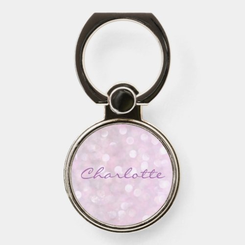 Glistening Girly Pink Sparkle Personalized Name Phone Ring Stand
