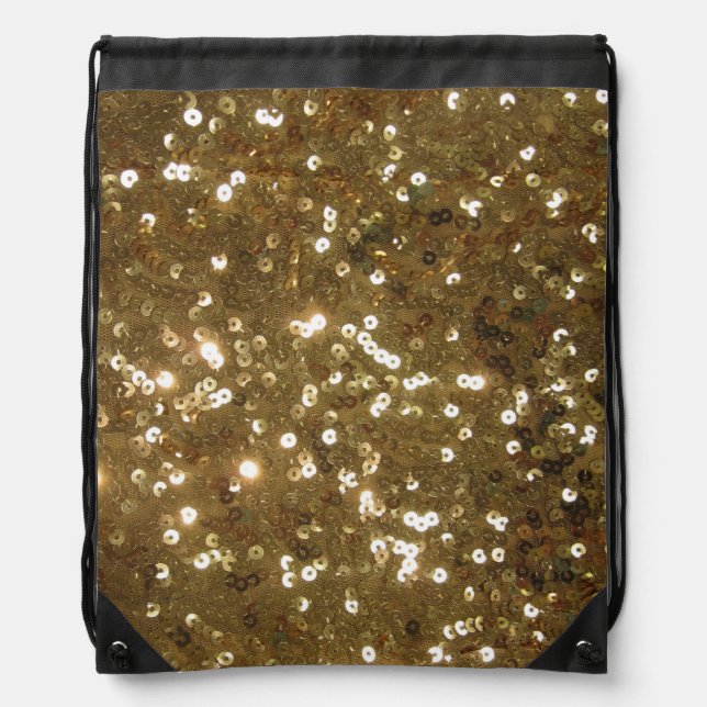 Glistening Gold Sequin Drawstring Bag (Front)