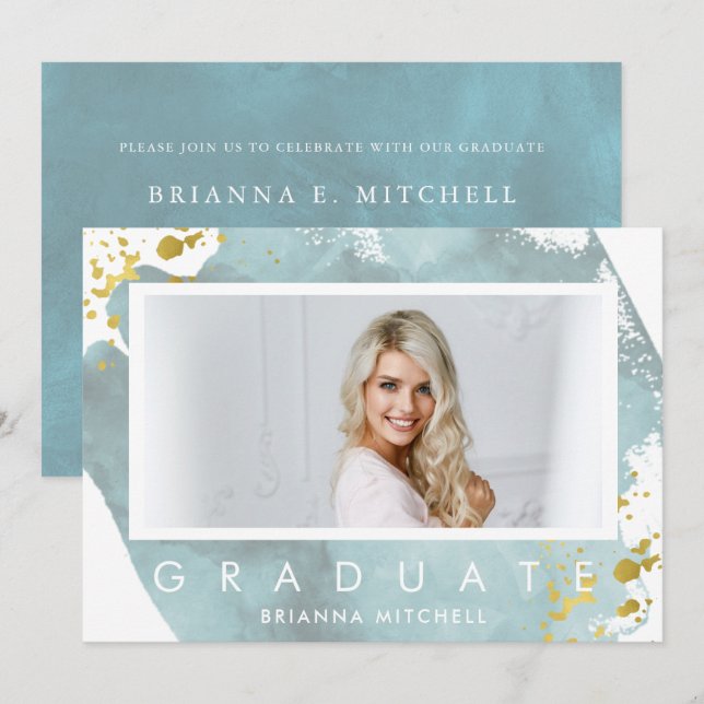 Glistening Grad | Photo Graduation Party Invitation (Front/Back)