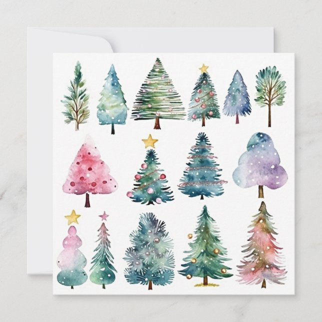 "Glistening Icicles & Evergreens" Note Card (Front)