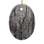 Glistening Icy Forest in Morning Light II Ceramic Ornament