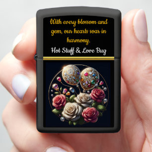 Glistening jewels and roses in lavish celebration zippo lighter