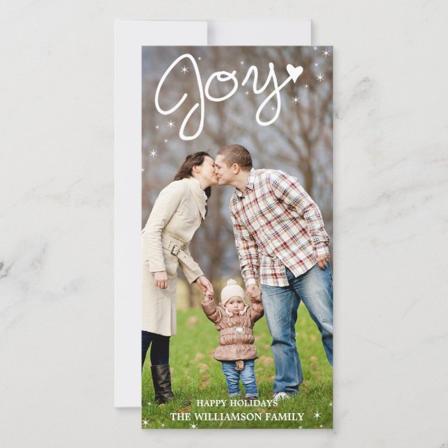 Glistening Joy Vertical Holiday Photo Card (Front)