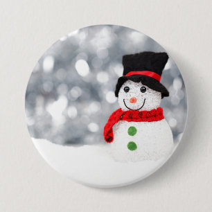 Glistening Snowman Button