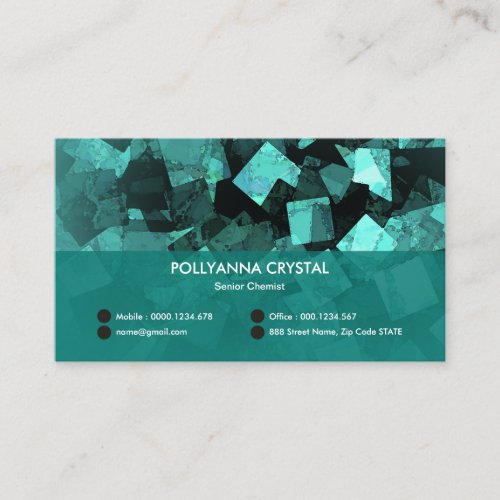 Glistening Turquoise Polygonal Crystals Chemist Business Card