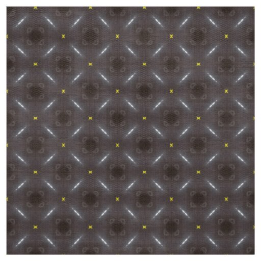 Glitch2 Black dots yellow stars  pattern fabric