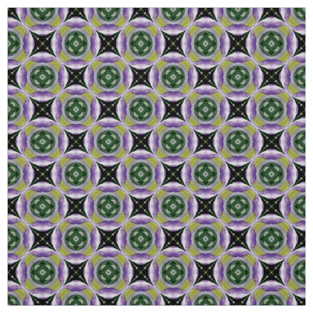 Glitch2 circle star green gray tile pattern fabric (Swatch)