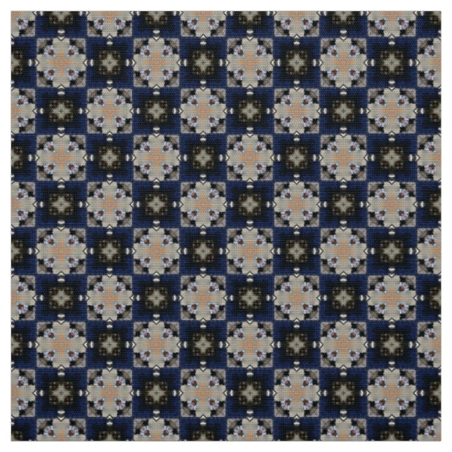 Glitch2 Dark blue tile pattern fabric (Swatch)
