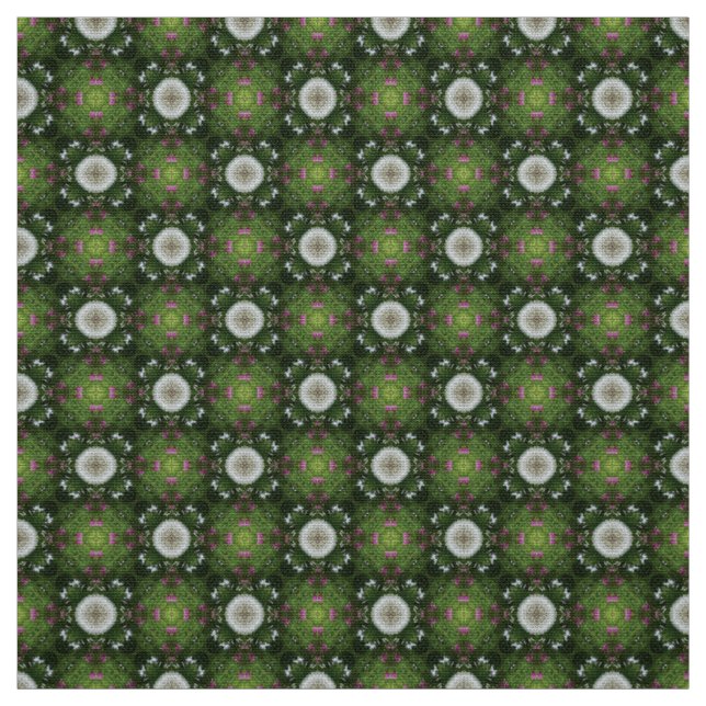 Glitch2 Green and light Gray tile pattern fabric (Swatch)