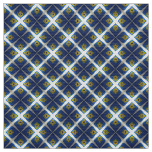 Glitch2 Midnight Blue White tile pattern fabric