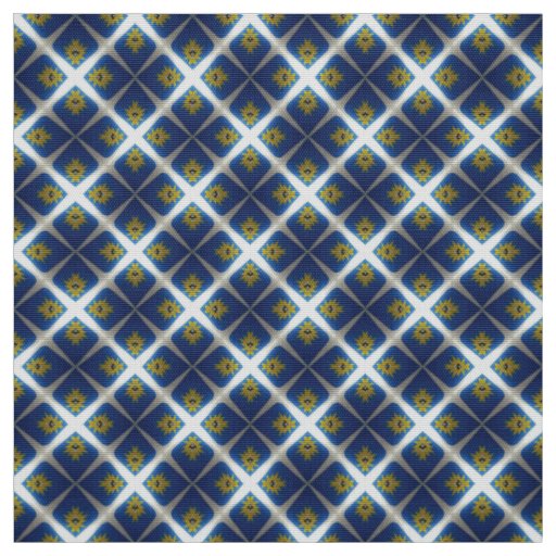 Glitch2 Midnight Blue White tile pattern fabric