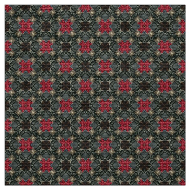 Glitch2 Red Purple gray pattern fabric (Swatch)