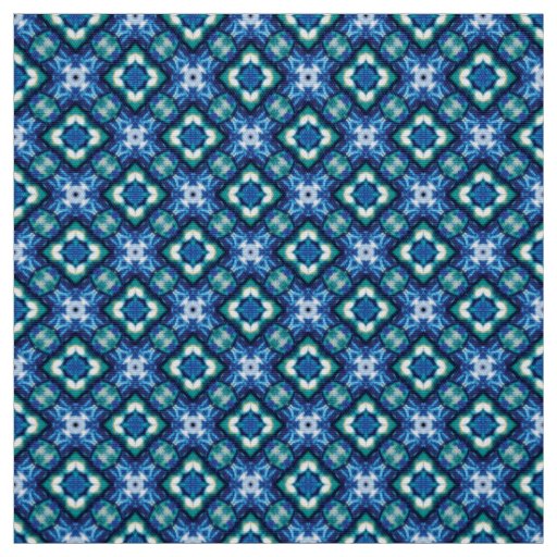 Glitch2 White Blue Quilting Crafts Fabric